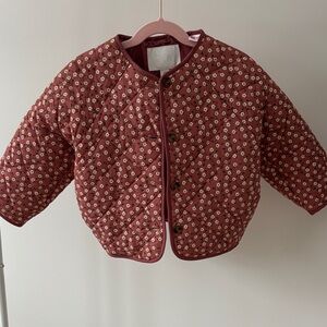 Zara Kids Red Floral Quilted Puffer Jacket 4T